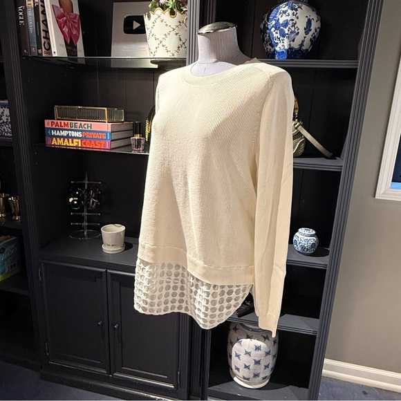 Akris Punto Embroidered Ivory Shirttail Sweater – Size 10 - Picture 8 of 10
